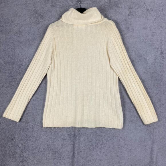 Liz Claiborne Sweater Women M Turtleneck Cream Rabbit Hair Wool Blend Soft Cozy - Picture 6 of 16